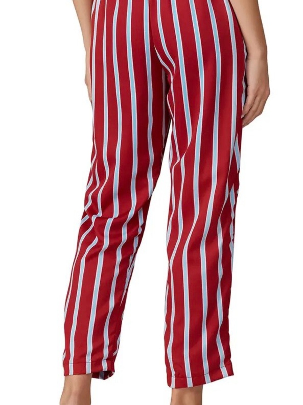 Sweet Baby Jamie Burgundy and light blue Vertical-Stripe Cropped Pants